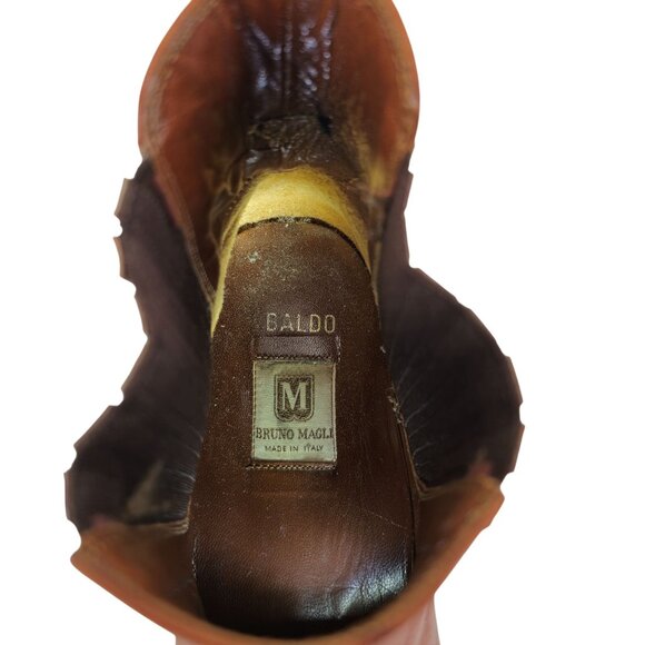Vintage Bruno Magli Mens 10.5M Brown Calfskin Leather Chelsea Dress Boots Italy - Picture 10 of 13